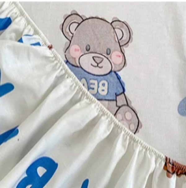 kawaiies-softtoys-plushies-kawaii-plush-Kawaii Blue Bear Fitted Bed Sheet Bedding Sets