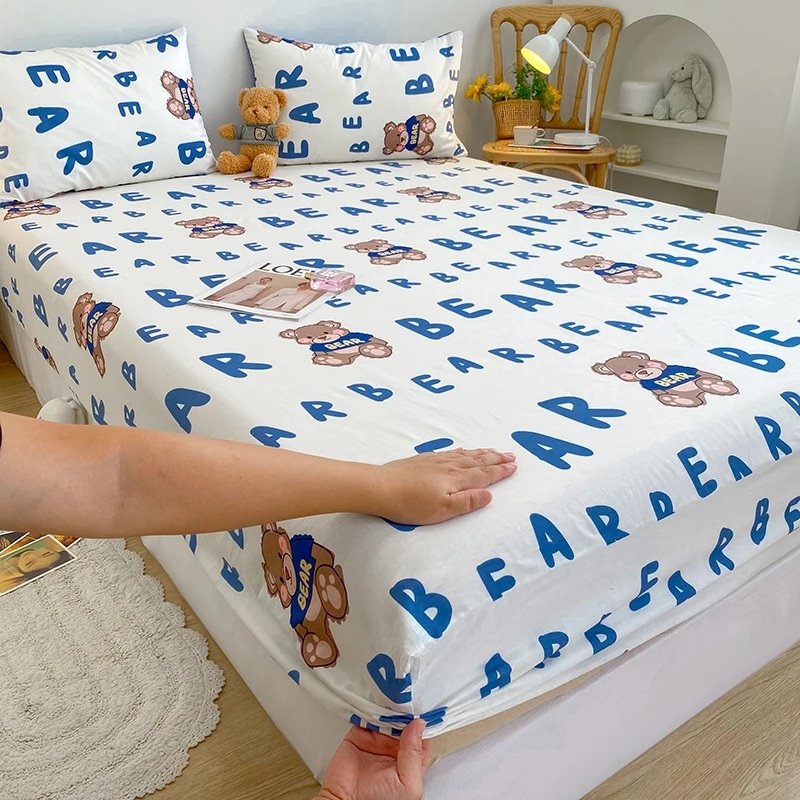 kawaiies-softtoys-plushies-kawaii-plush-Kawaii Blue Bear Fitted Bed Sheet Bedding Sets