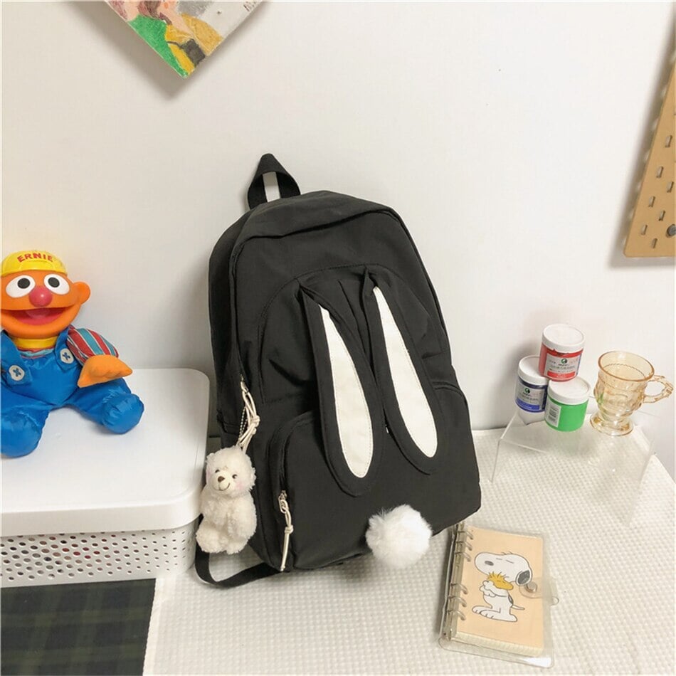 kawaiies-softtoys-plushies-kawaii-plush-Kawaii Bunny Ears Backpack Bag Bag Only Black