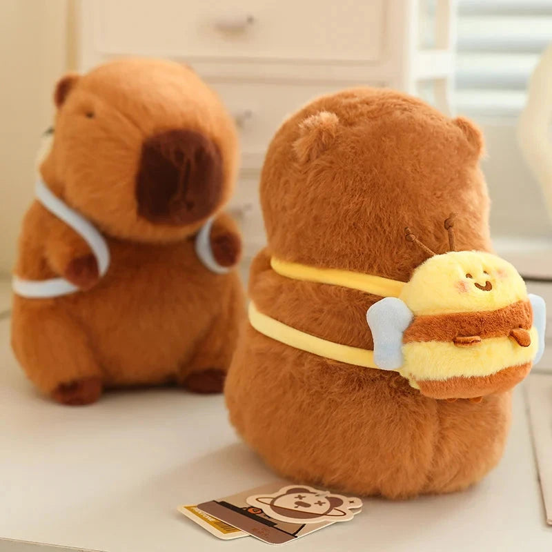 kawaiies-softtoys-plushies-kawaii-plush-Kawaii Capybara with Backpack Plush Collection Soft toy Bee 5in / 12cm (Keychain)