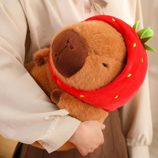 kawaiies-softtoys-plushies-kawaii-plush-Kawaii Capybara with Strawberry Hat Plushie Soft toy