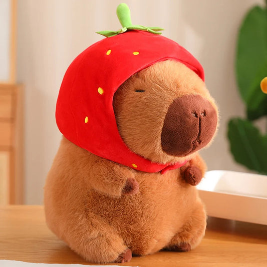 kawaiies-softtoys-plushies-kawaii-plush-Kawaii Capybara with Strawberry Hat Plushie Soft toy 8in / 20cm
