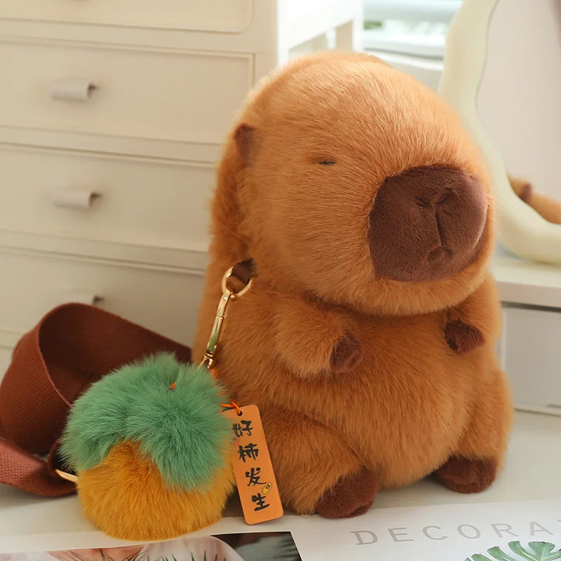 kawaiies-softtoys-plushies-kawaii-plush-Kawaii Fluffy Capybara Plushies with Strap Soft toy Yellow