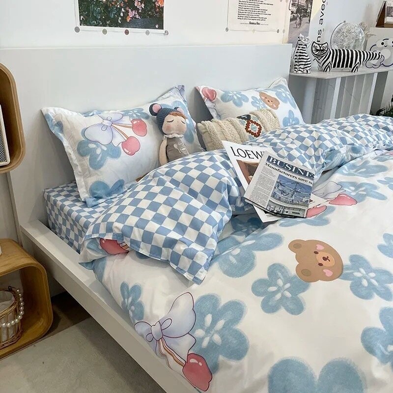 kawaiies-softtoys-plushies-kawaii-plush-Kawaii Fruity Brown Bear Polyester Bedding Set | NEW Bedding Sets Full 