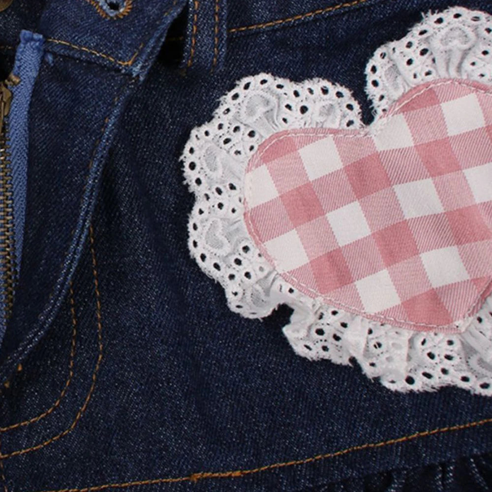 kawaiies-softtoys-plushies-kawaii-plush-Kawaii Harajuku Japanese-themed Lolita Mini Denim Checked Women's Skirt Apparel