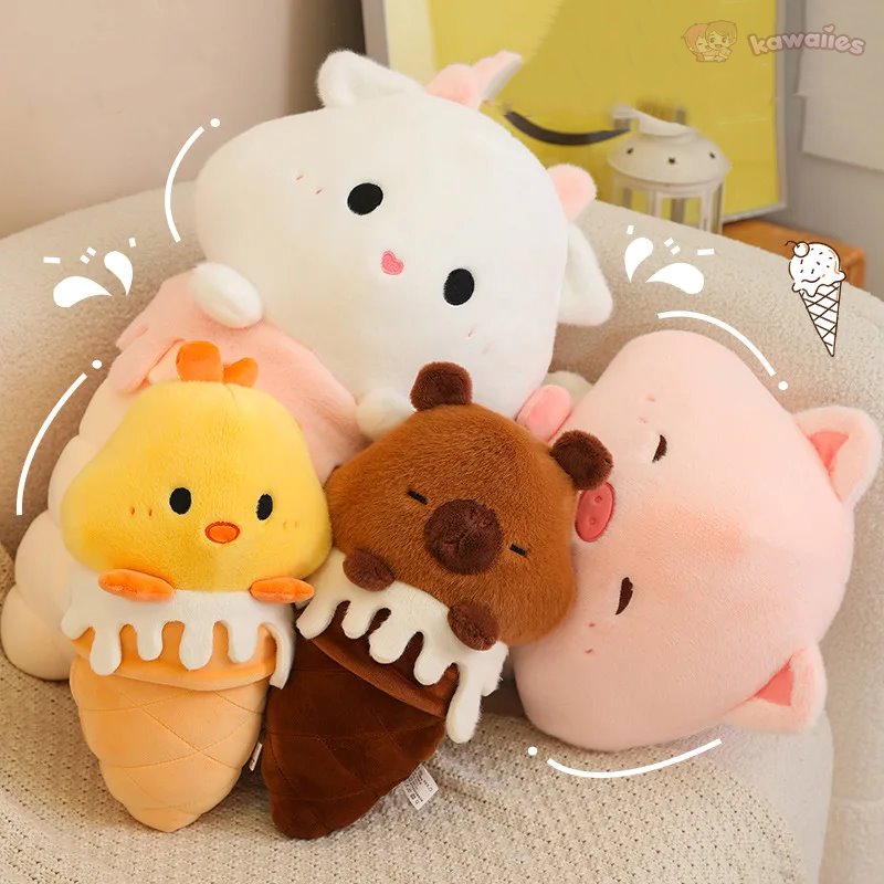 kawaiies-softtoys-plushies-kawaii-plush-Kawaii Ice Cream Pig Capybara Chick Sheep Plushie Soft toy