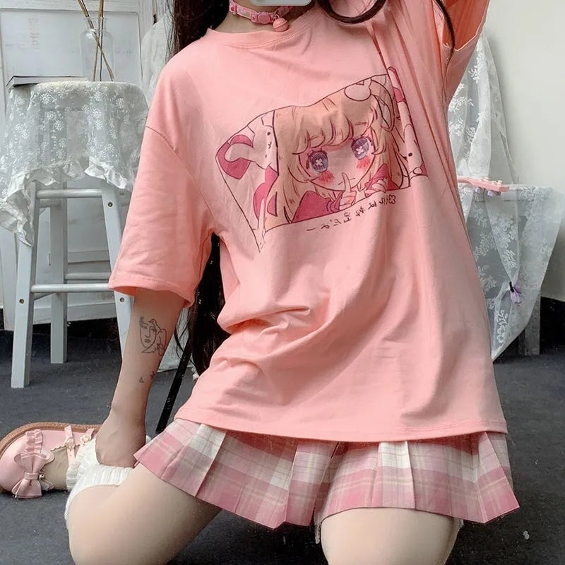 kawaiies-softtoys-plushies-kawaii-plush-Kawaii Japanese Anime Bunny Blonde Girl Graphic Tee Apparel