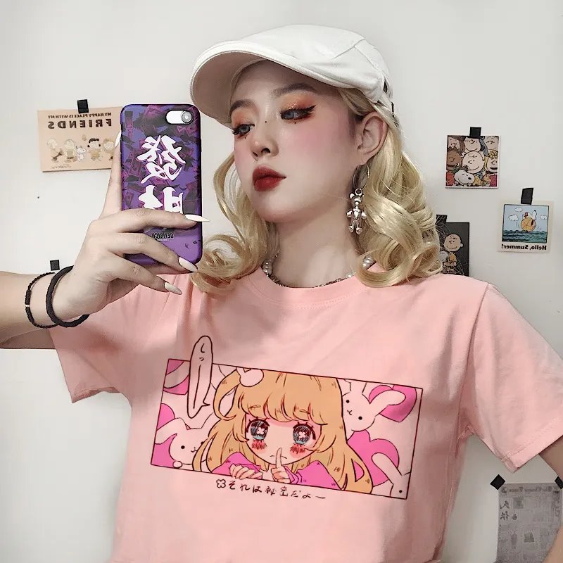 kawaiies-softtoys-plushies-kawaii-plush-Kawaii Japanese Anime Bunny Blonde Girl Graphic Tee Apparel