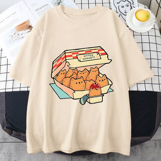 kawaiies-softtoys-plushies-kawaii-plush-Kawaii Kitten Nuggets Unisex Tee Apparel Cream XS
