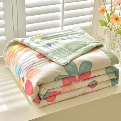 kawaiies-softtoys-plushies-kawaii-plush-Kawaii Multicolor Flower Polyester Quilt Blanket Set Home Decor