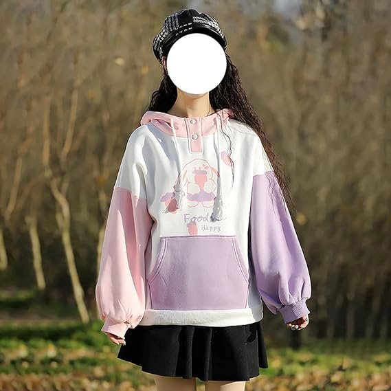 kawaiies-softtoys-plushies-kawaii-plush-Kawaii Pink Purple White Bunny Strawberry Three-tone Hoodie Hoodies