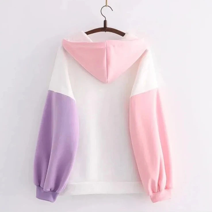 kawaiies-softtoys-plushies-kawaii-plush-Kawaii Pink Purple White Bunny Strawberry Three-tone Hoodie Hoodies
