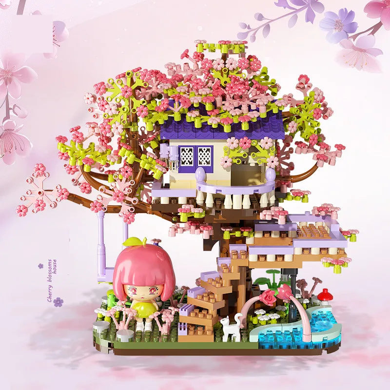 kawaiies-softtoys-plushies-kawaii-plush-Kawaii Sakura Cherry Blossom Purple Tree House Nano Building Set Build it