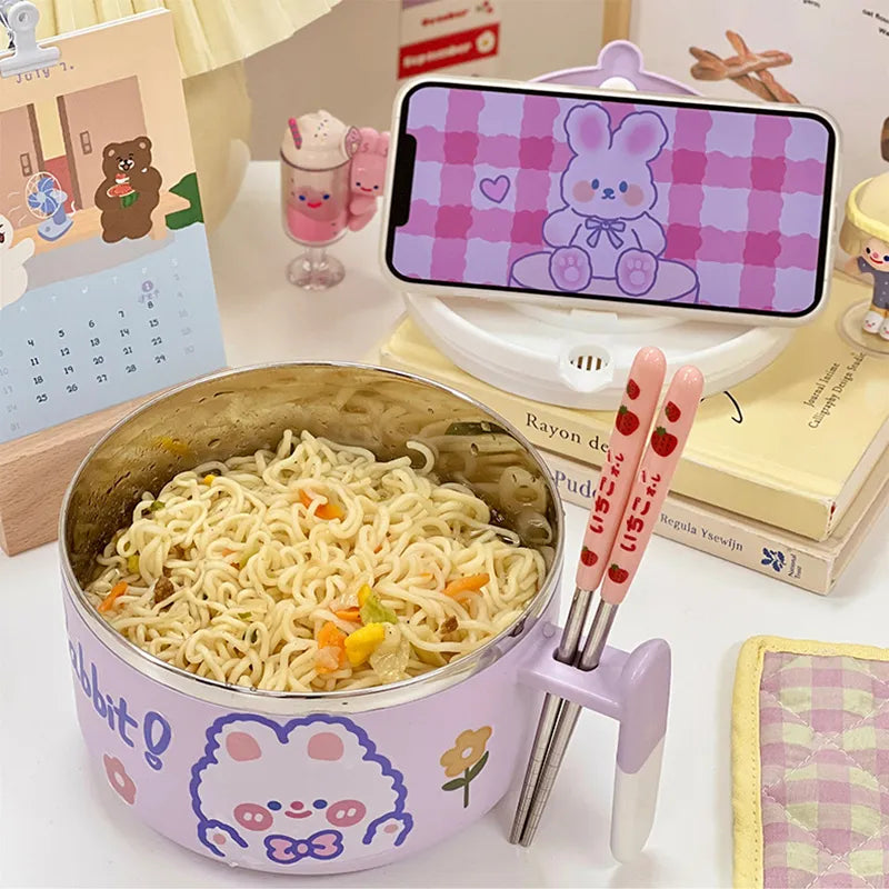 kawaiies-softtoys-plushies-kawaii-plush-Kawaii Stainless Steel White Purple Ramen Bowl Home Decor
