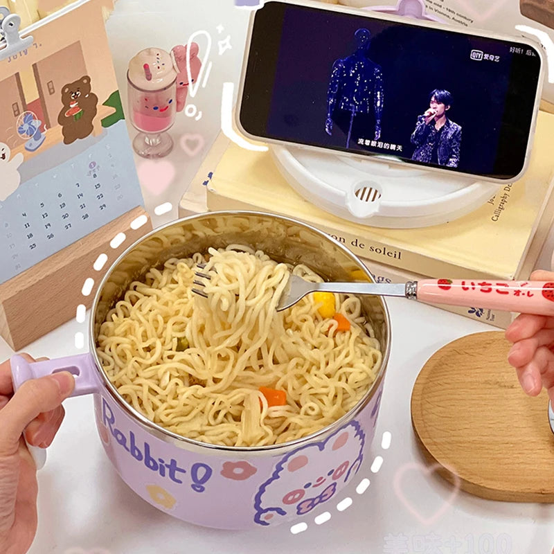kawaiies-softtoys-plushies-kawaii-plush-Kawaii Stainless Steel White Purple Ramen Bowl Home Decor