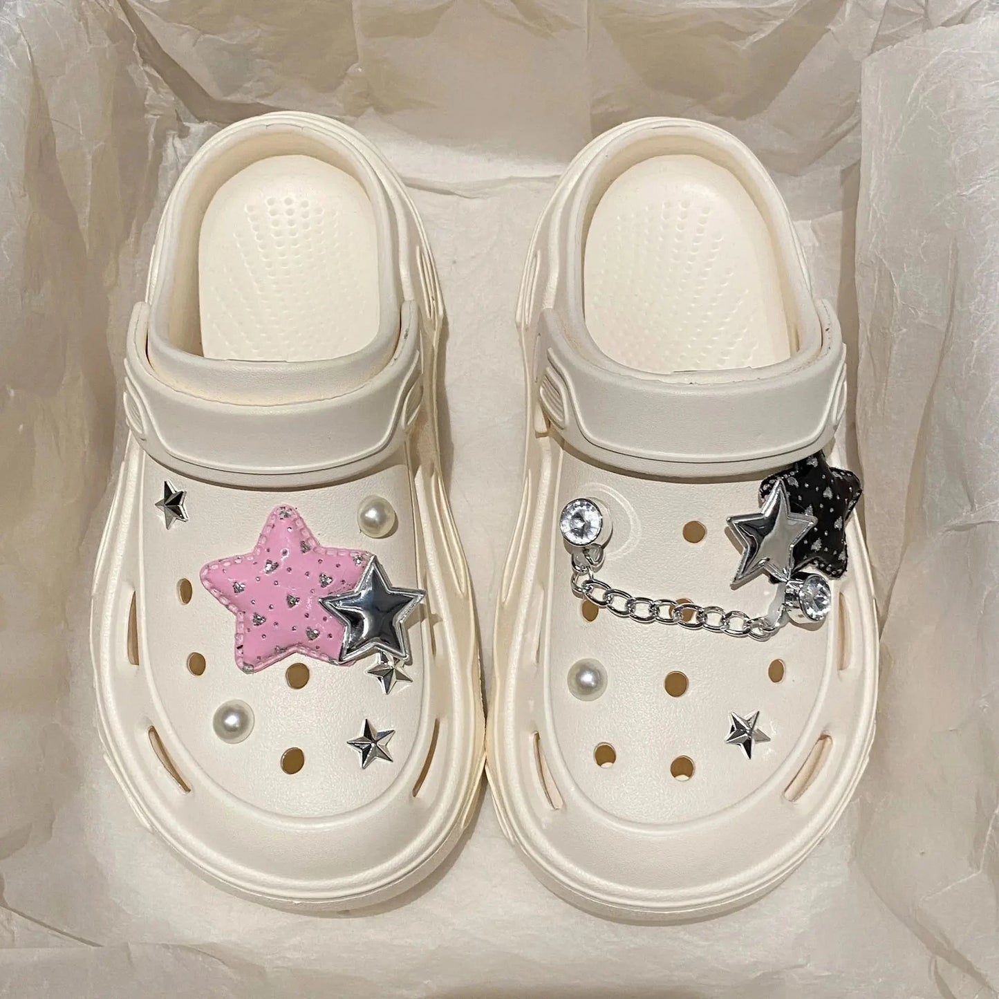 kawaiies-softtoys-plushies-kawaii-plush-Kawaii Star Chunky Platform Clogs Slippers White 36-37 (22.5-23cm)