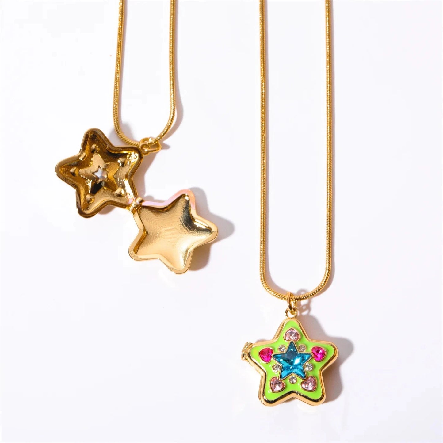 kawaiies-softtoys-plushies-kawaii-plush-Kawaii Star & Heart Gem Pendant Necklaces Jewelry Green star