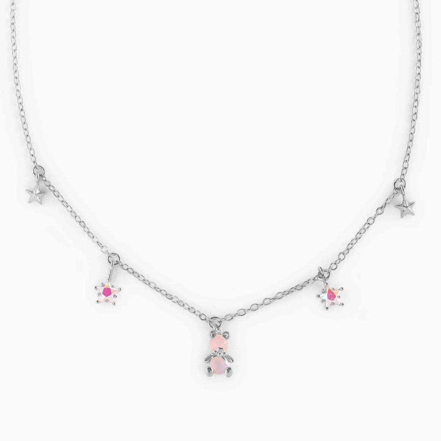 kawaiies-softtoys-plushies-kawaii-plush-Kawaii Starry Bear Pink 18K Gold-Plated Station Necklace Jewelry