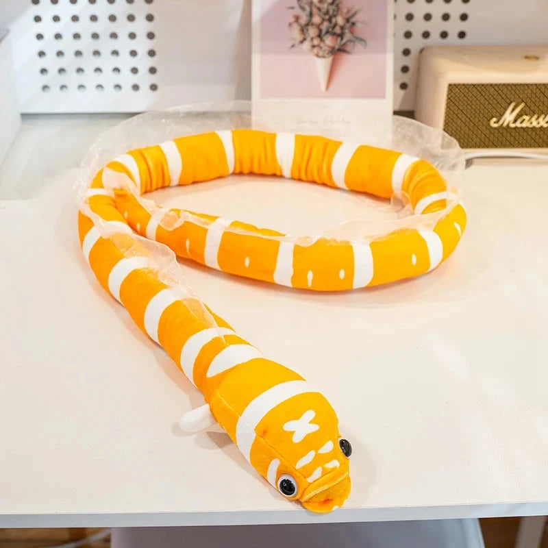 kawaiies-softtoys-plushies-kawaii-plush-. Kumo and Nami Lifelike Sea Eel Plushies Soft toy Orange 125cm