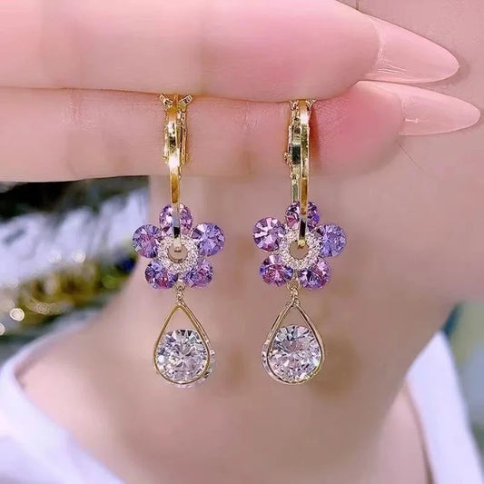 kawaiies-softtoys-plushies-kawaii-plush-Lavender Bloom Crystal Earrings Jewelry Tear Drop
