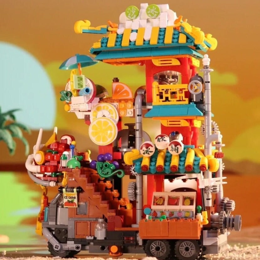 kawaiies-softtoys-plushies-kawaii-plush-Lion Dance Street Truck Food Stall Nano Building Set | NEW Build it