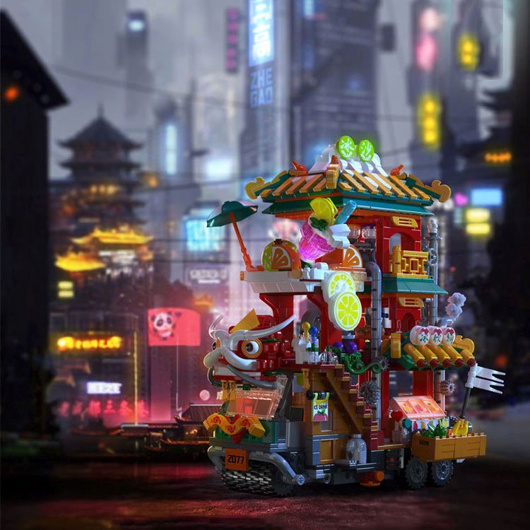 kawaiies-softtoys-plushies-kawaii-plush-Lion Dance Street Truck Food Stall Nano Building Set | NEW Build it