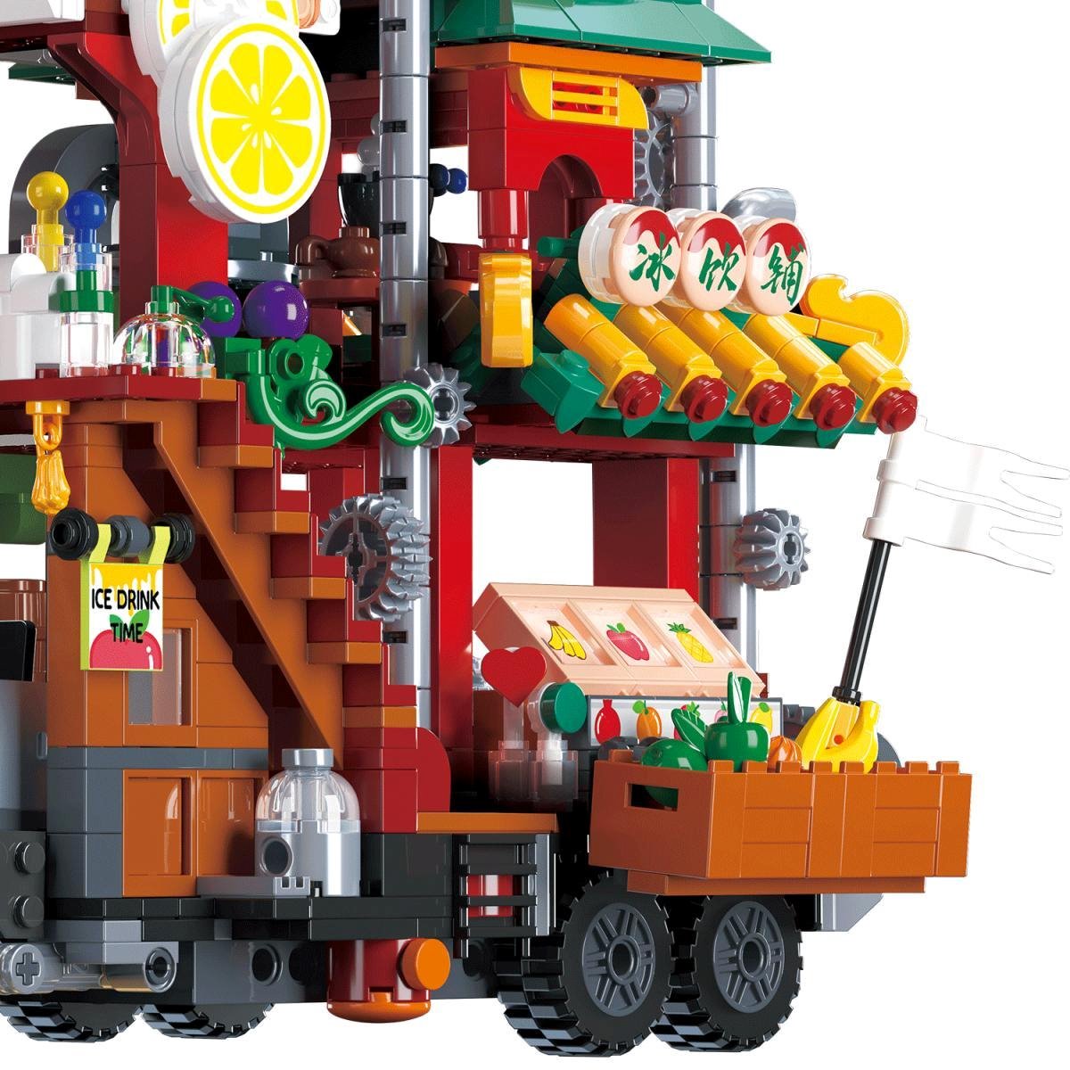 kawaiies-softtoys-plushies-kawaii-plush-Lion Dance Street Truck Food Stall Nano Building Set | NEW Build it