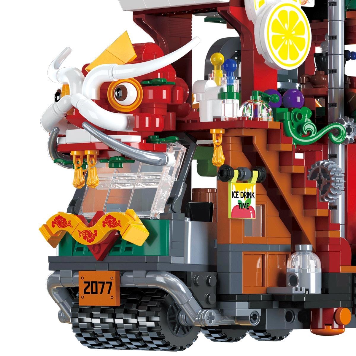 kawaiies-softtoys-plushies-kawaii-plush-Lion Dance Street Truck Food Stall Nano Building Set | NEW Build it