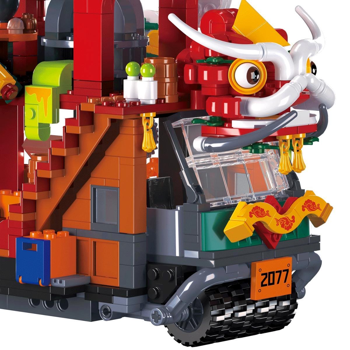 kawaiies-softtoys-plushies-kawaii-plush-Lion Dance Street Truck Food Stall Nano Building Set | NEW Build it
