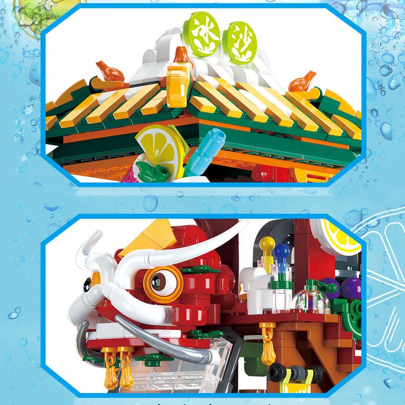 kawaiies-softtoys-plushies-kawaii-plush-Lion Dance Street Truck Food Stall Nano Building Set | NEW Build it