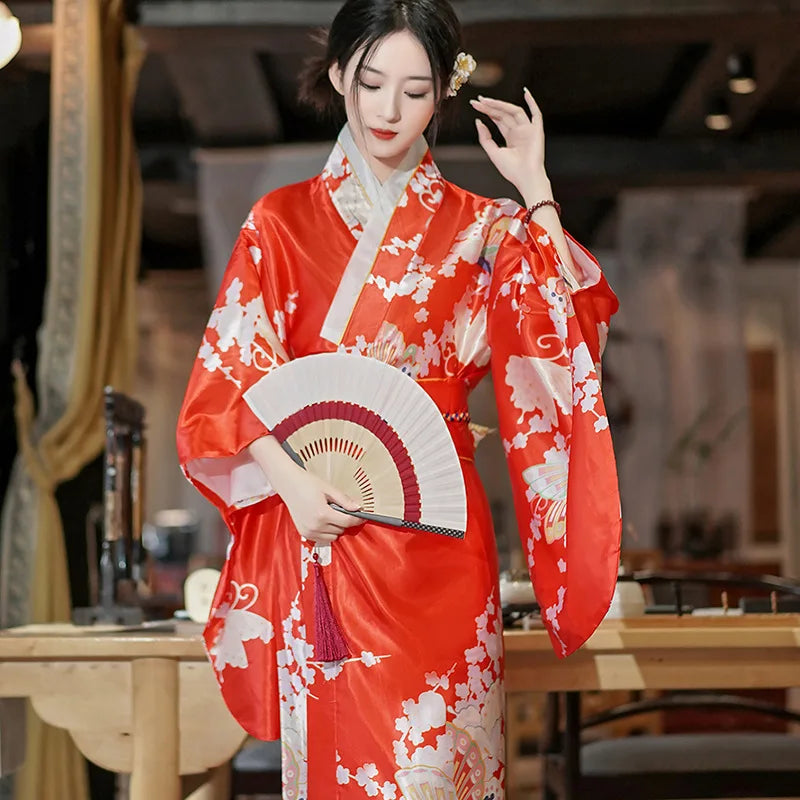 Long Traditional Japanese-themed Beautiful Floral Women's Kimono