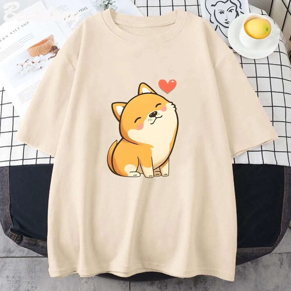 kawaiies-softtoys-plushies-kawaii-plush-Love Shiba Inu Unisex Tee Apparel Cream XS