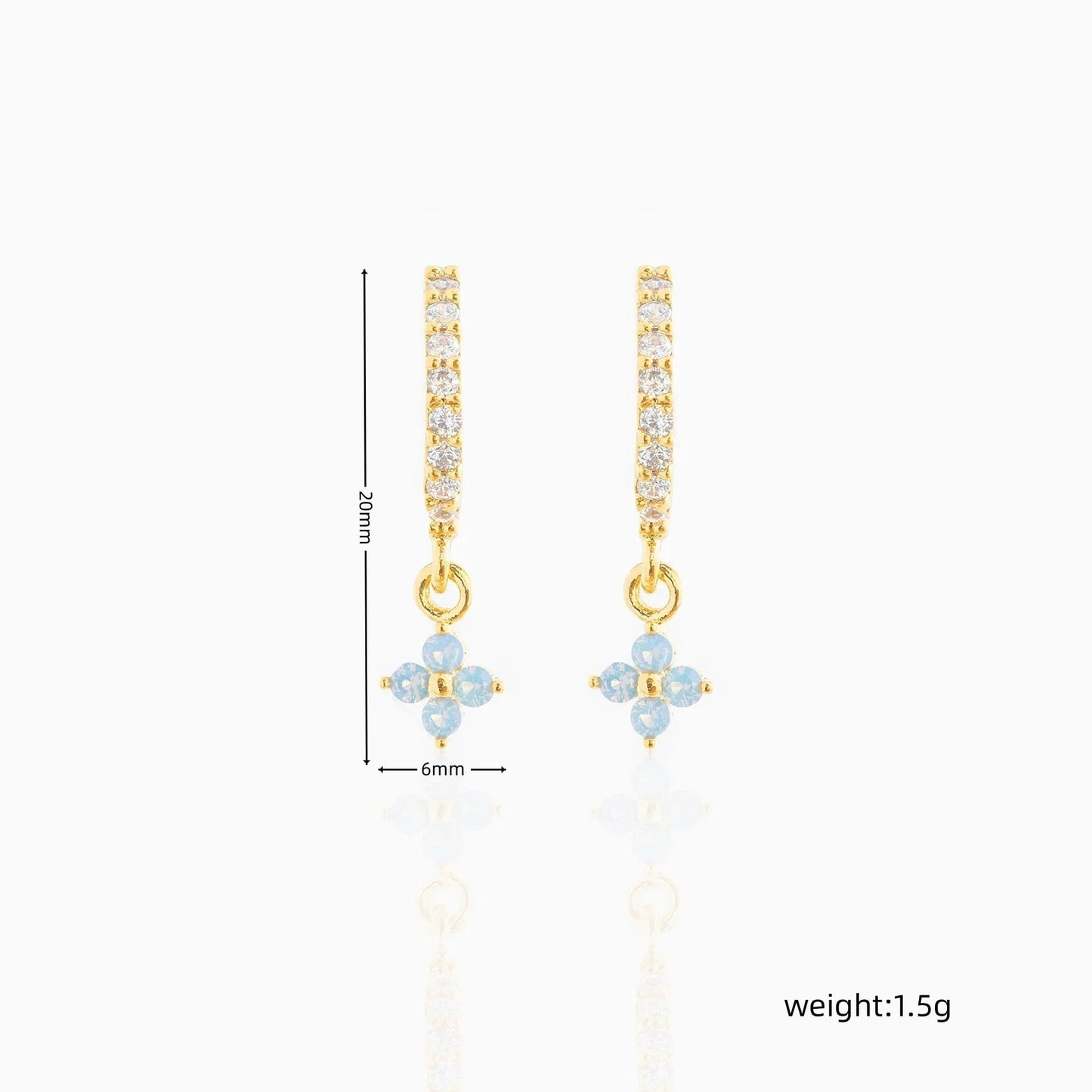kawaiies-softtoys-plushies-kawaii-plush-Mini Dangling Blue Flower Gold-Plated Earrings Earrings