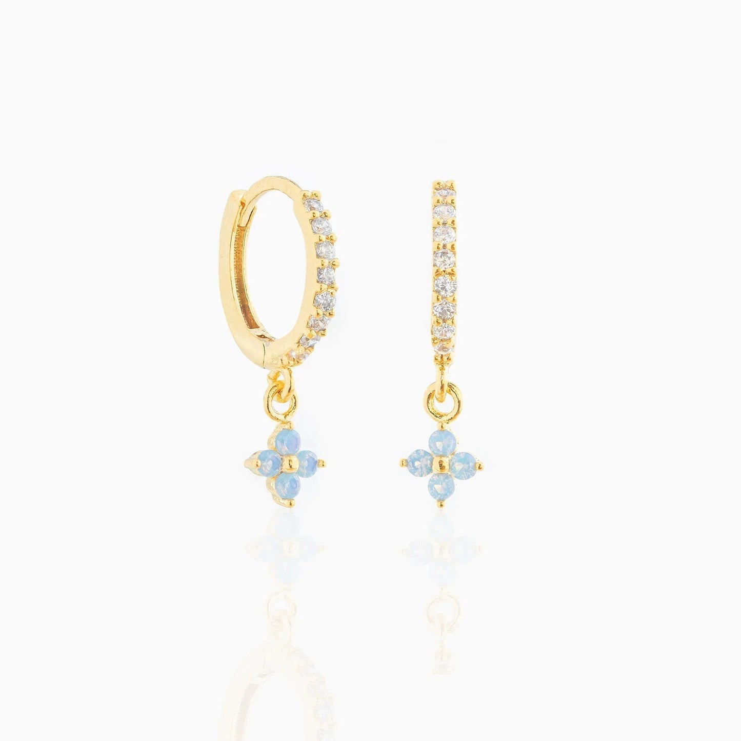 kawaiies-softtoys-plushies-kawaii-plush-Mini Dangling Blue Flower Gold-Plated Earrings Earrings Gold