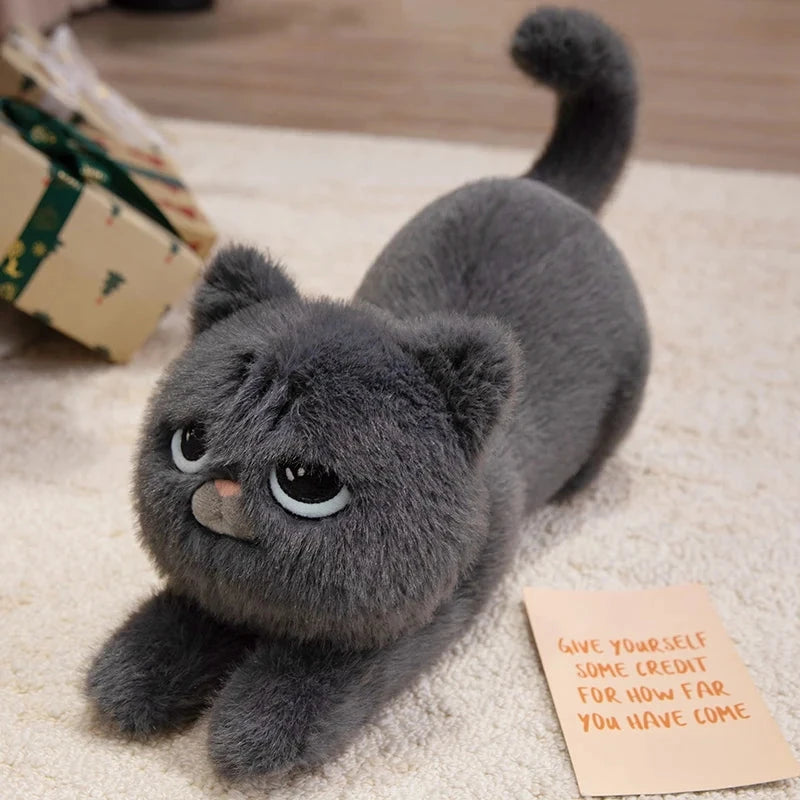 kawaiies-softtoys-plushies-kawaii-plush-Mochi, Marmie & Midnight – Sleepy Cat Plushies Soft toy Mochi (Gray) 40cm