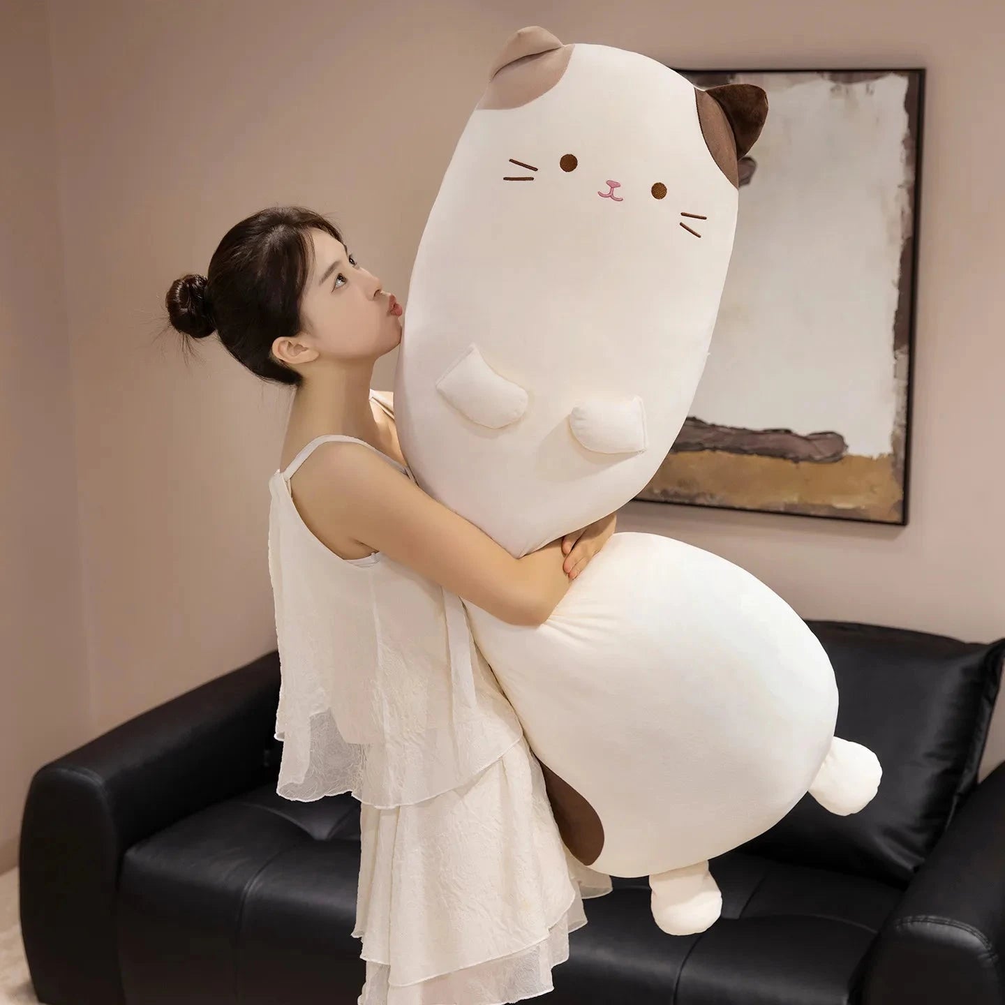 kawaiies-softtoys-plushies-kawaii-plush-Mochi the Long Snuggly Spotted Cat Plush Soft toy 120cm