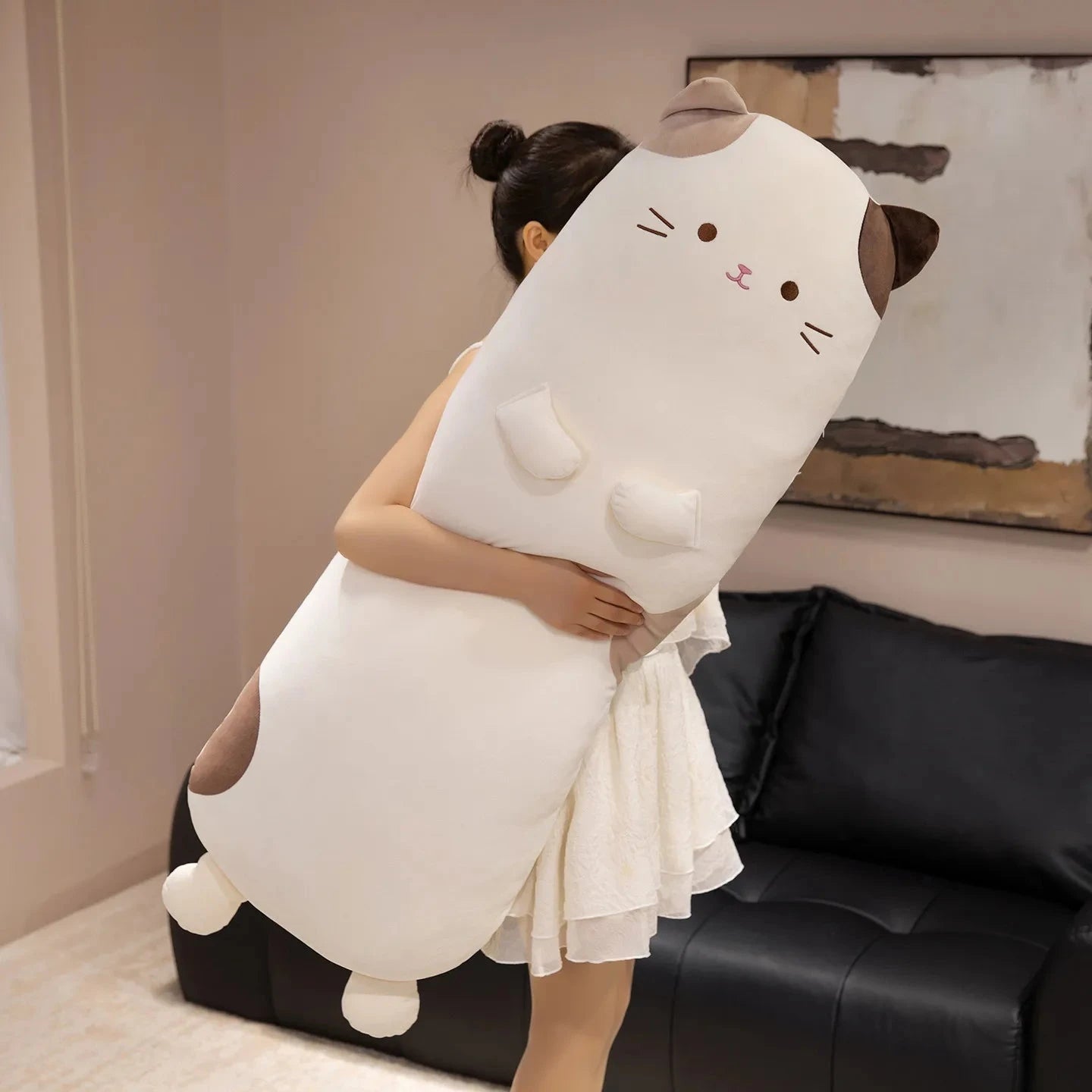 kawaiies-softtoys-plushies-kawaii-plush-Mochi the Long Snuggly Spotted Cat Plush Soft toy