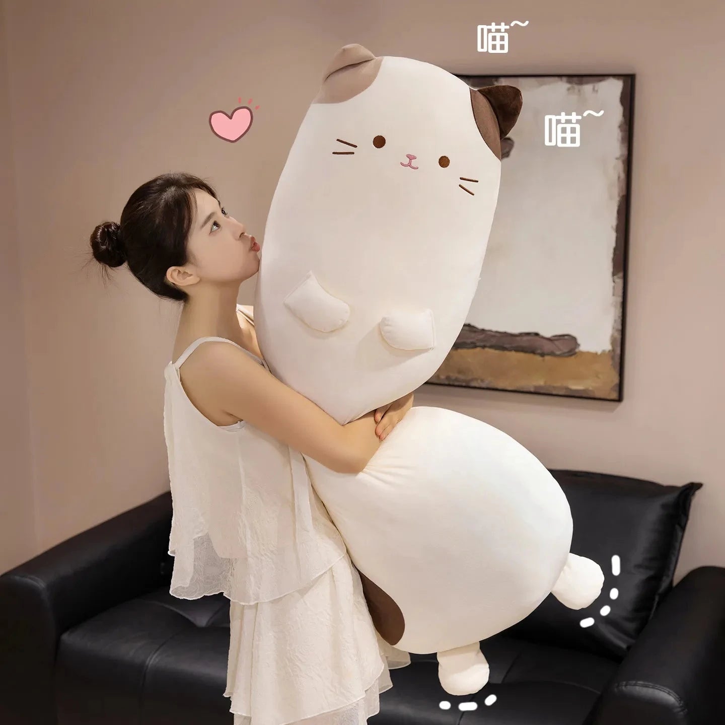 kawaiies-softtoys-plushies-kawaii-plush-Mochi the Long Snuggly Spotted Cat Plush Soft toy