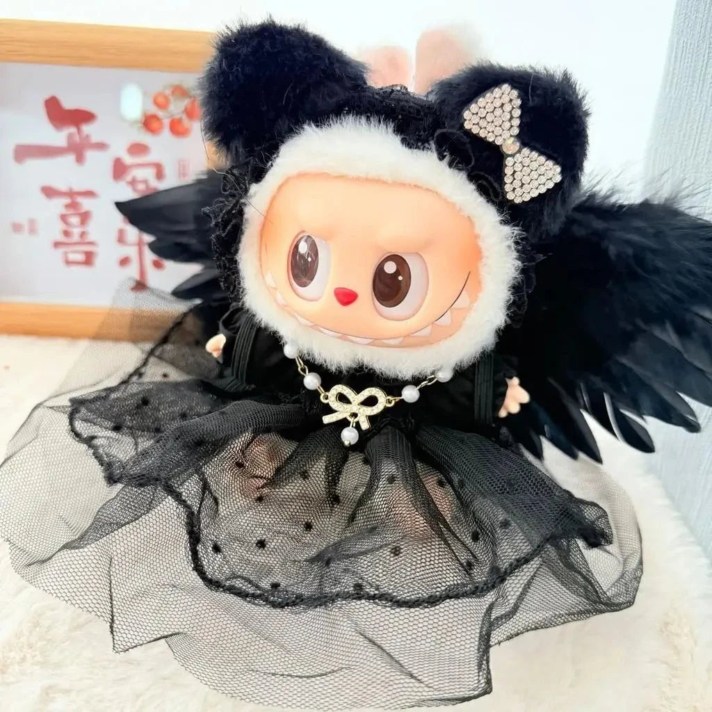 kawaiies-softtoys-plushies-kawaii-plush-Mystic White Black Angel Wings Labubu Outfit Accessories