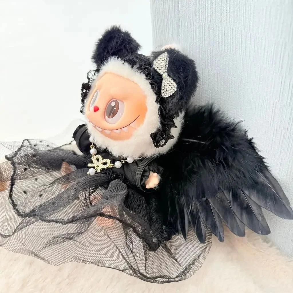 kawaiies-softtoys-plushies-kawaii-plush-Mystic White Black Angel Wings Labubu Outfit Accessories