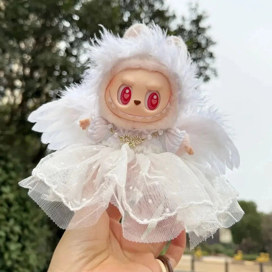 kawaiies-softtoys-plushies-kawaii-plush-Mystic White Black Angel Wings Labubu Outfit Accessories White Set