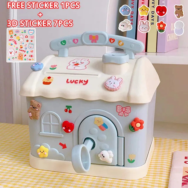 kawaiies-softtoys-plushies-kawaii-plush-Pastel Cloud House Piggy Bank Organisers Blue with 2D + 3D Stickers