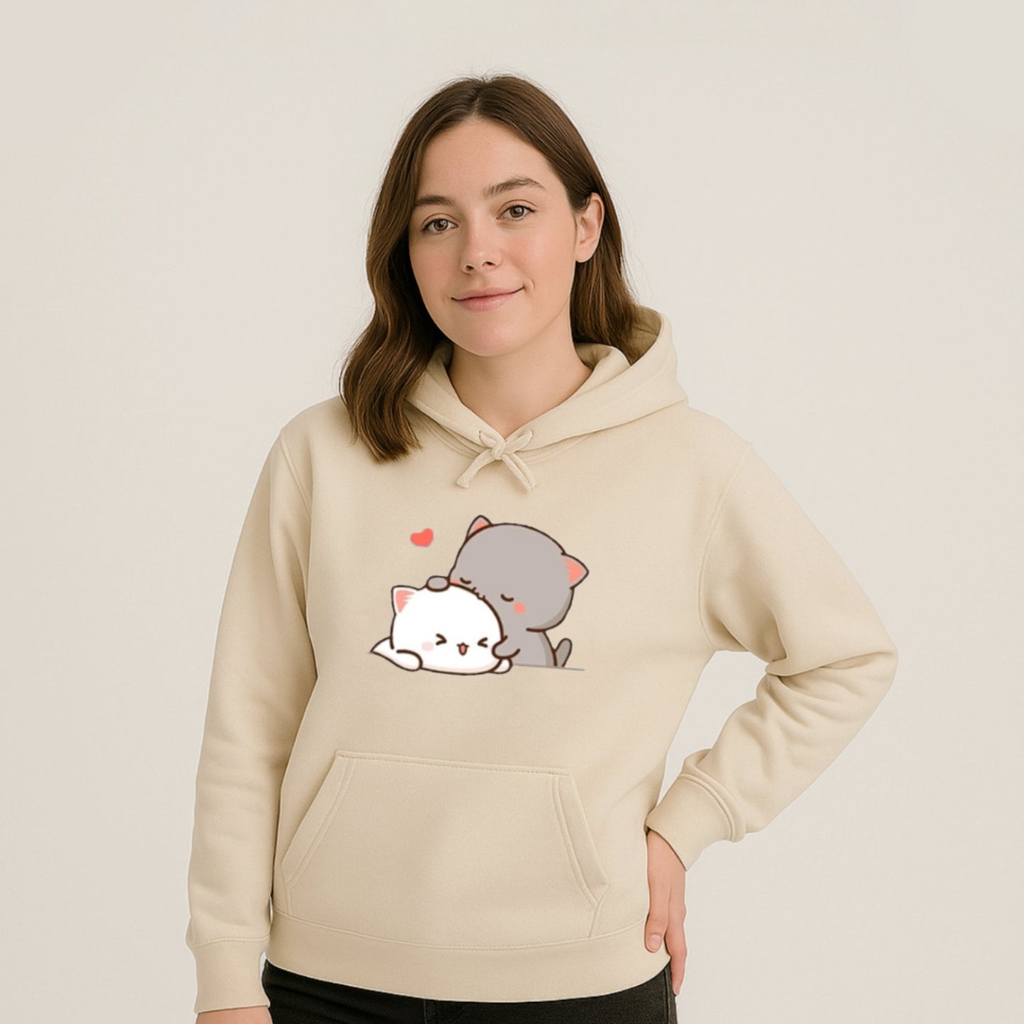 kawaiies-softtoys-plushies-kawaii-plush-Pepper and Salt Cat Sharing Love Hoodie Hoodies Cream S