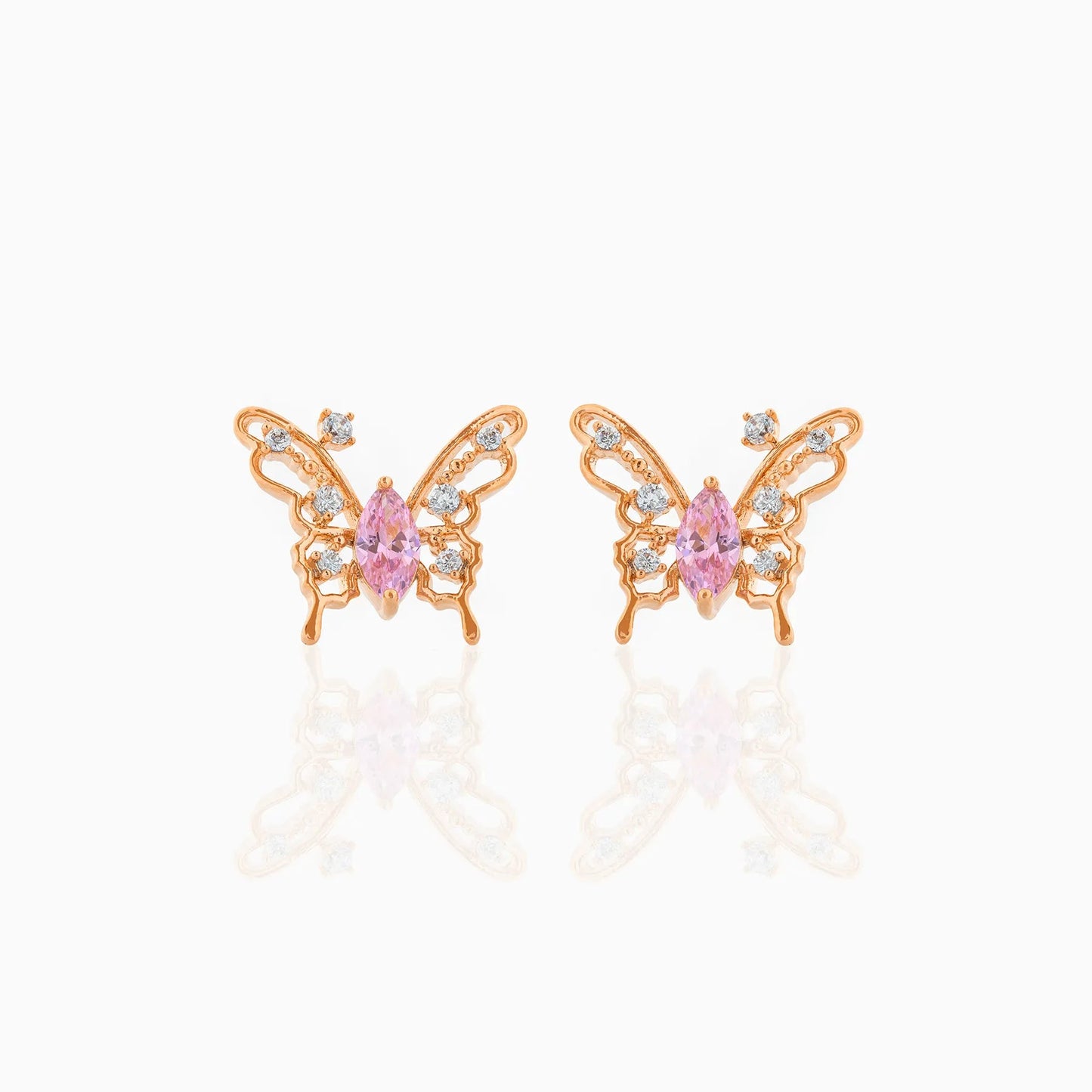 kawaiies-softtoys-plushies-kawaii-plush-Pink Starry Butterfly Gold-plated Stud Earrings Earrings
