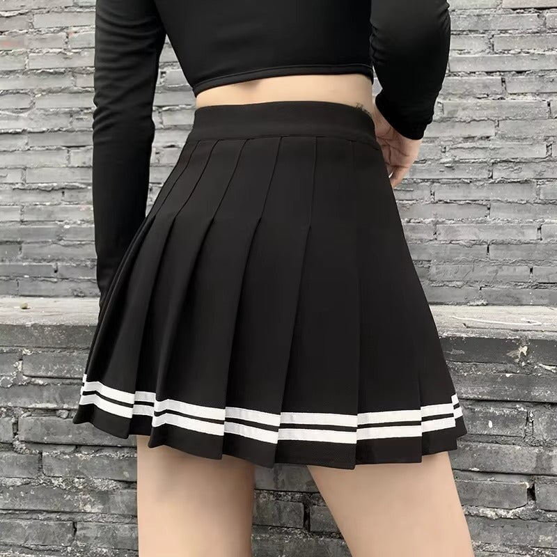 kawaiies-softtoys-plushies-kawaii-plush-Preppy Pleated Striped Tennis Black Pink Navy White Mini Skirt Apparel