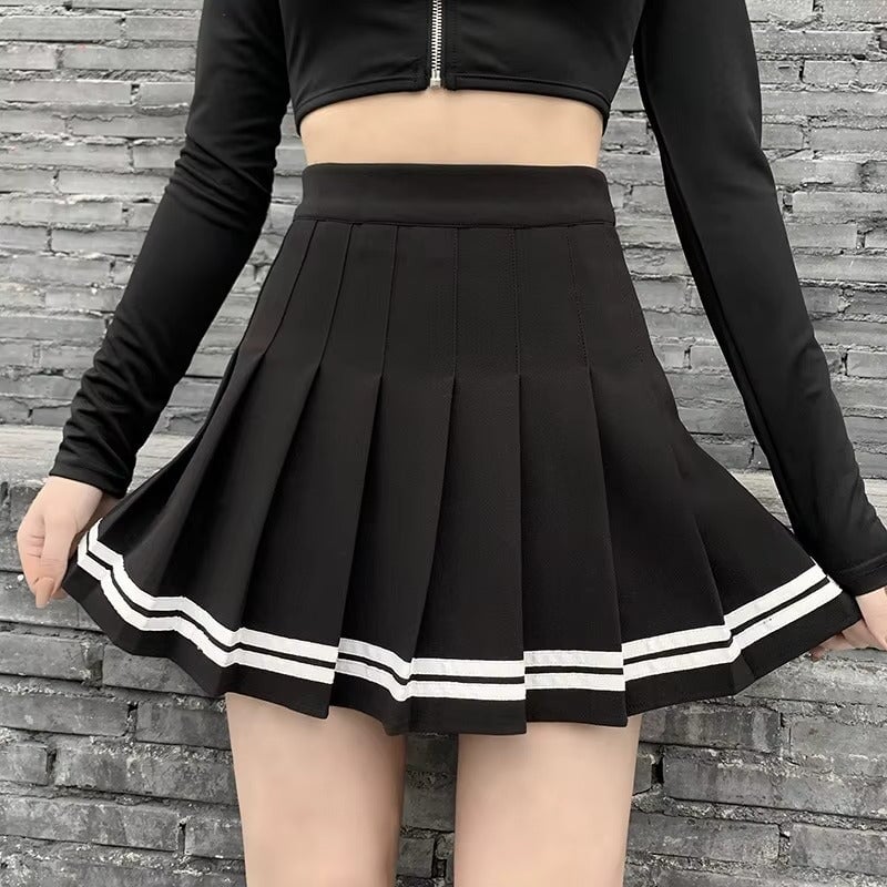 kawaiies-softtoys-plushies-kawaii-plush-Preppy Pleated Striped Tennis Black Pink Navy White Mini Skirt Apparel