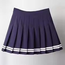 kawaiies-softtoys-plushies-kawaii-plush-Preppy Pleated Striped Tennis Black Pink Navy White Mini Skirt Apparel Navy S