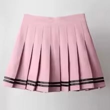 kawaiies-softtoys-plushies-kawaii-plush-Preppy Pleated Striped Tennis Black Pink Navy White Mini Skirt Apparel Pink S