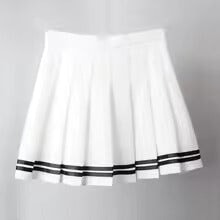 kawaiies-softtoys-plushies-kawaii-plush-Preppy Pleated Striped Tennis Black Pink Navy White Mini Skirt Apparel White S