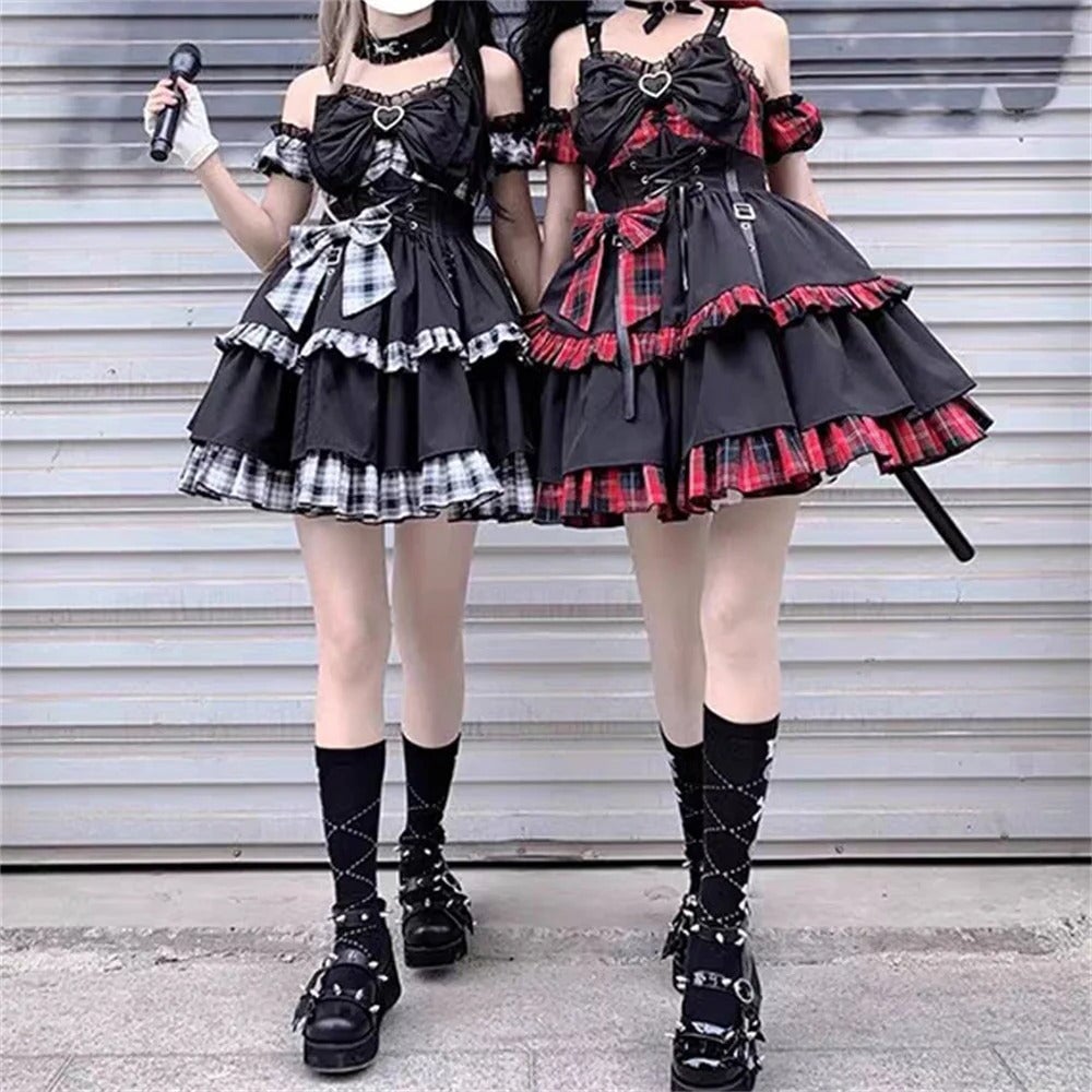 kawaiies-softtoys-plushies-kawaii-plush-Punk Princess Gothic Lolita Black Red Women's Dress Apparel